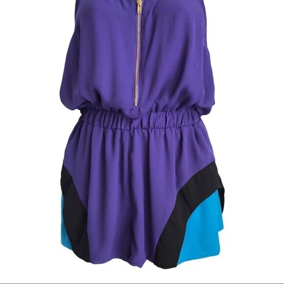 Nicki Minaj Color Block Romper Small Blue Purple - Picture 12 of 14
